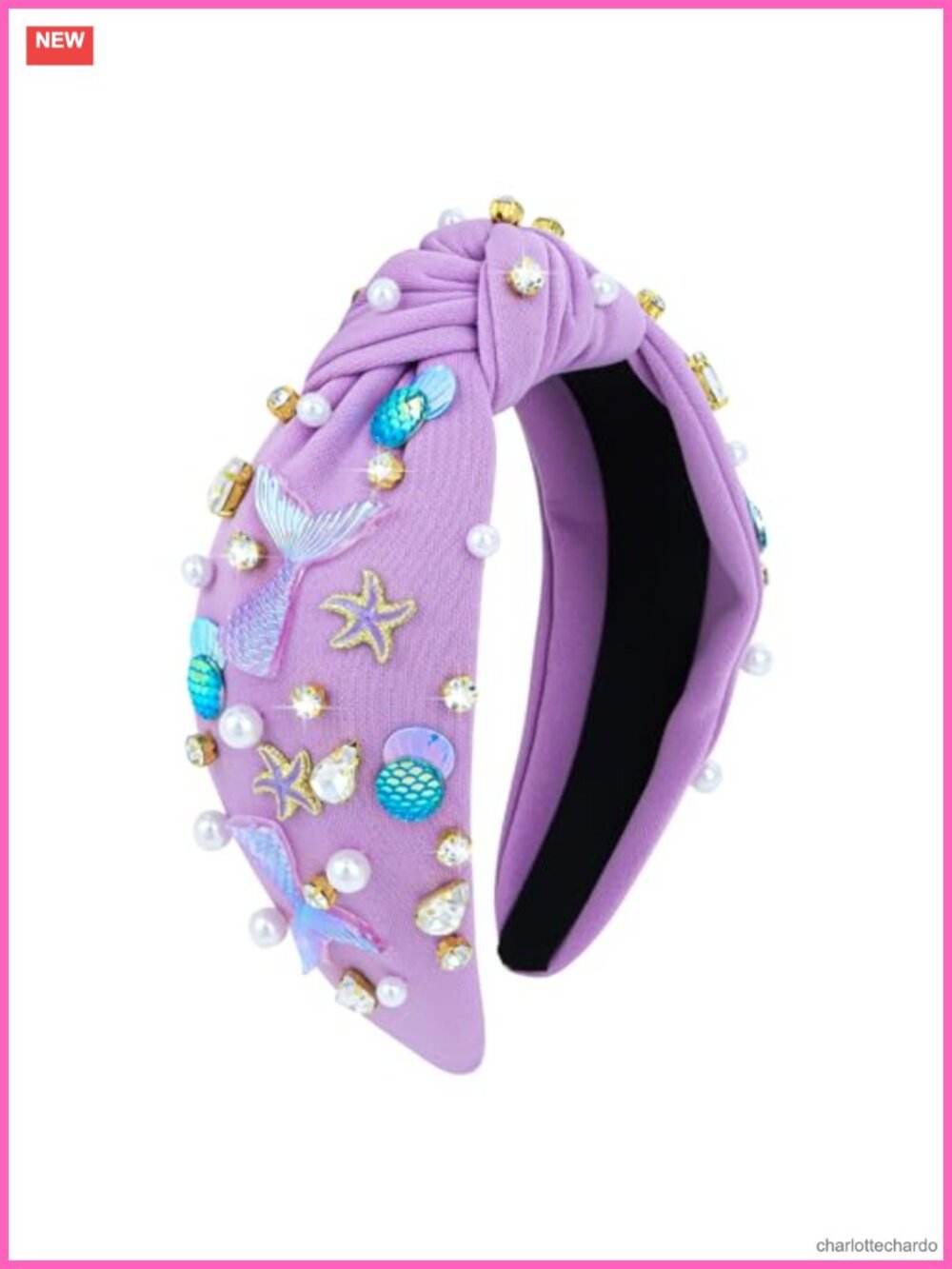 Mermaid Knotted Headband with Tail & Starfish Hair Accessory for Party